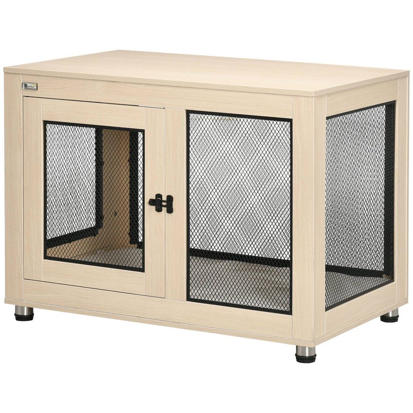 Dog cage with pad, 2 doors, oak, 94x60x71.5 cm