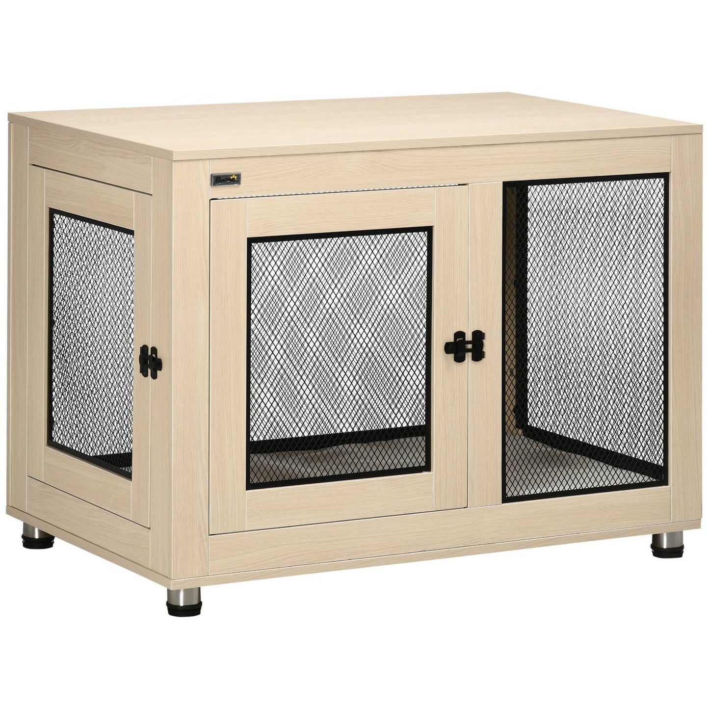 Dog cage with pad, 2 doors, oak, 94x60x71.5 cm