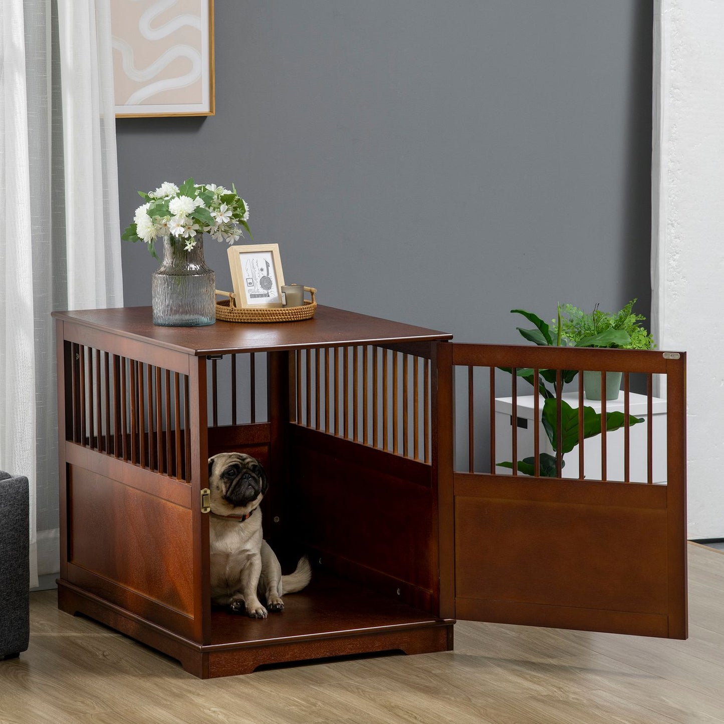 Stylish medium-sized dog cage with table top, lockable door