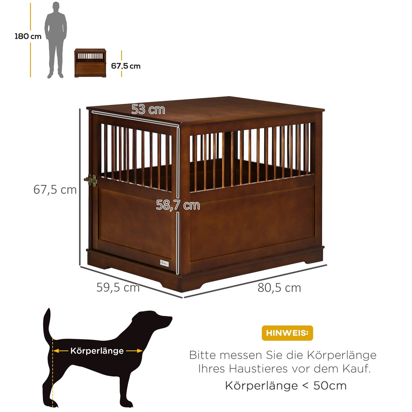 Stylish medium-sized dog cage with table top, lockable door