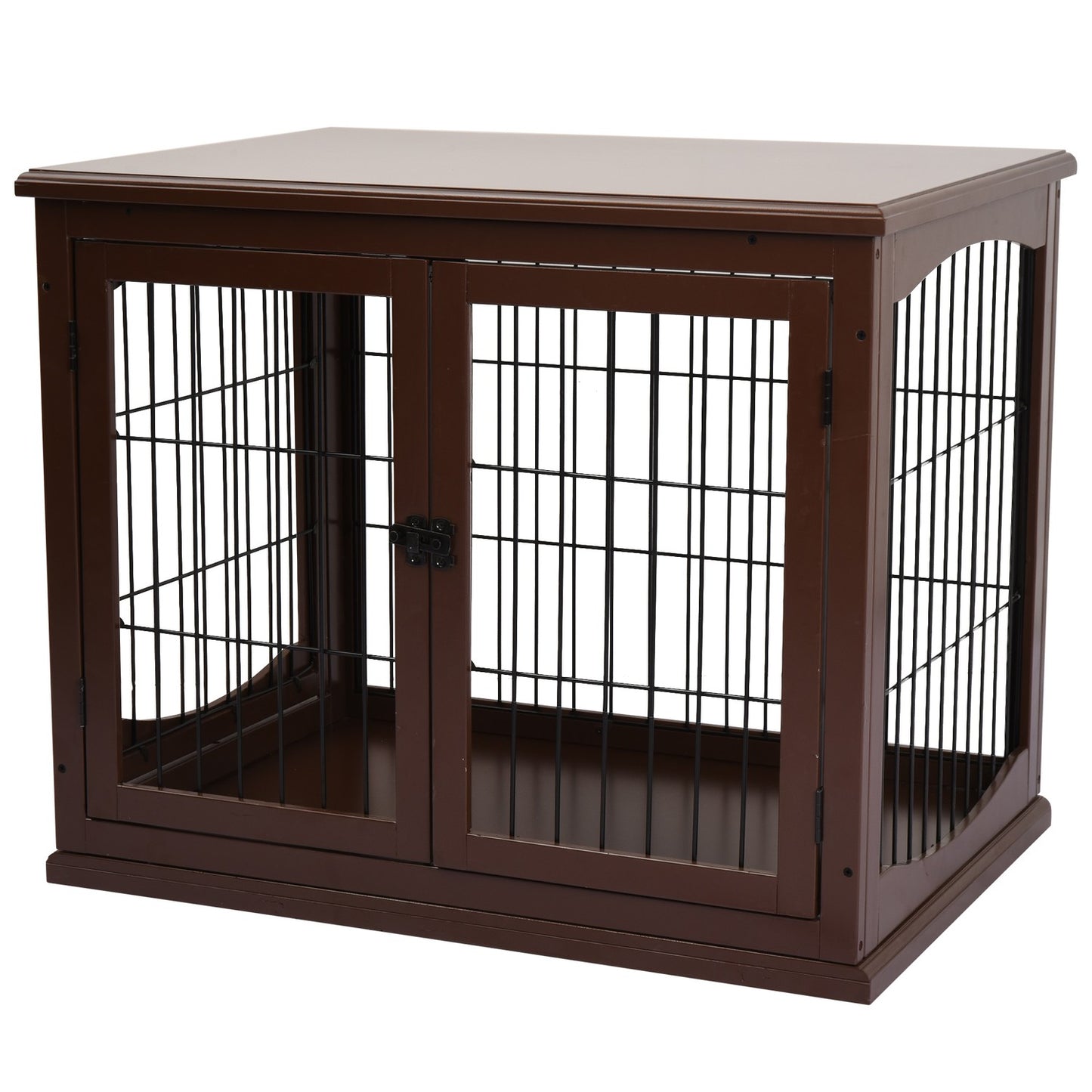 Lockable brown dog house, small dogs, double entrances