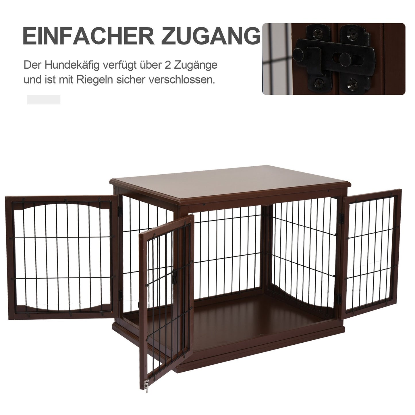 Lockable brown dog house, small dogs, double entrances