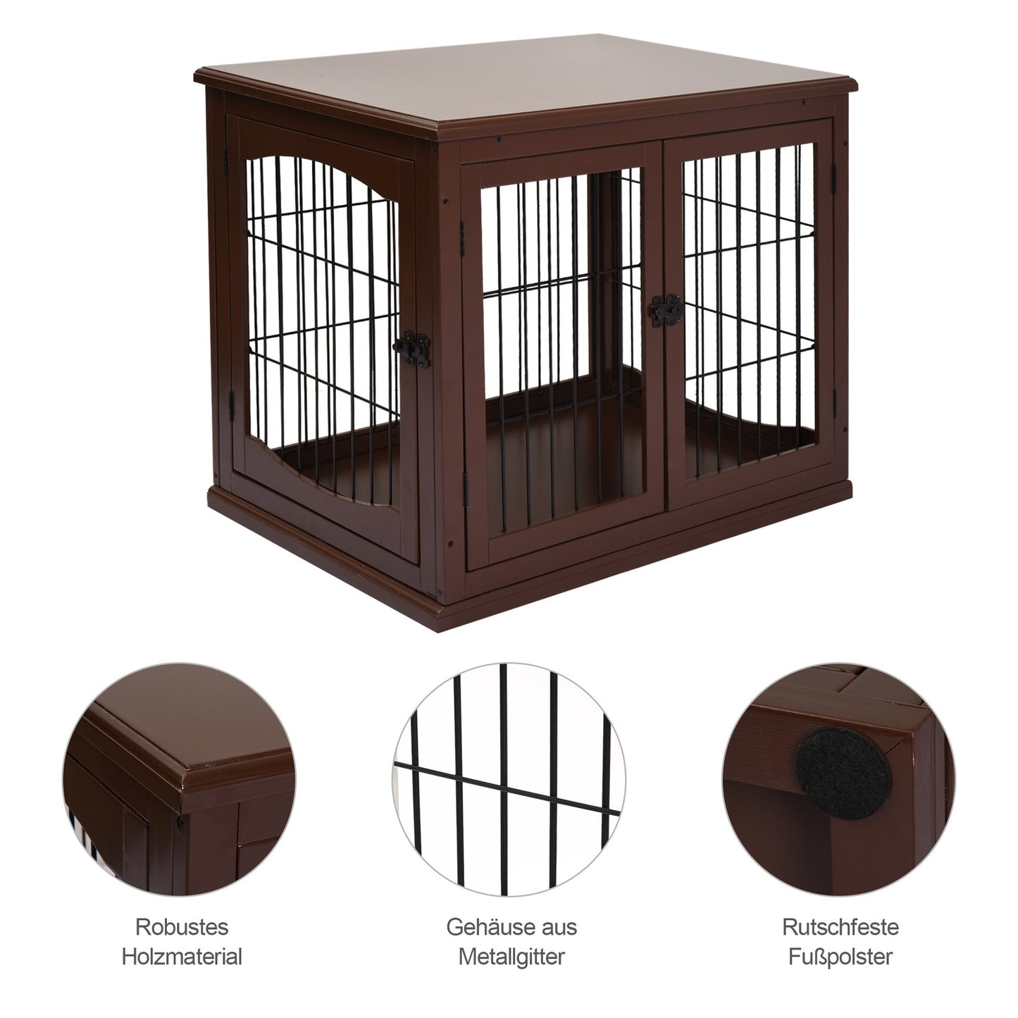 Lockable brown dog house, small dogs, double entrances