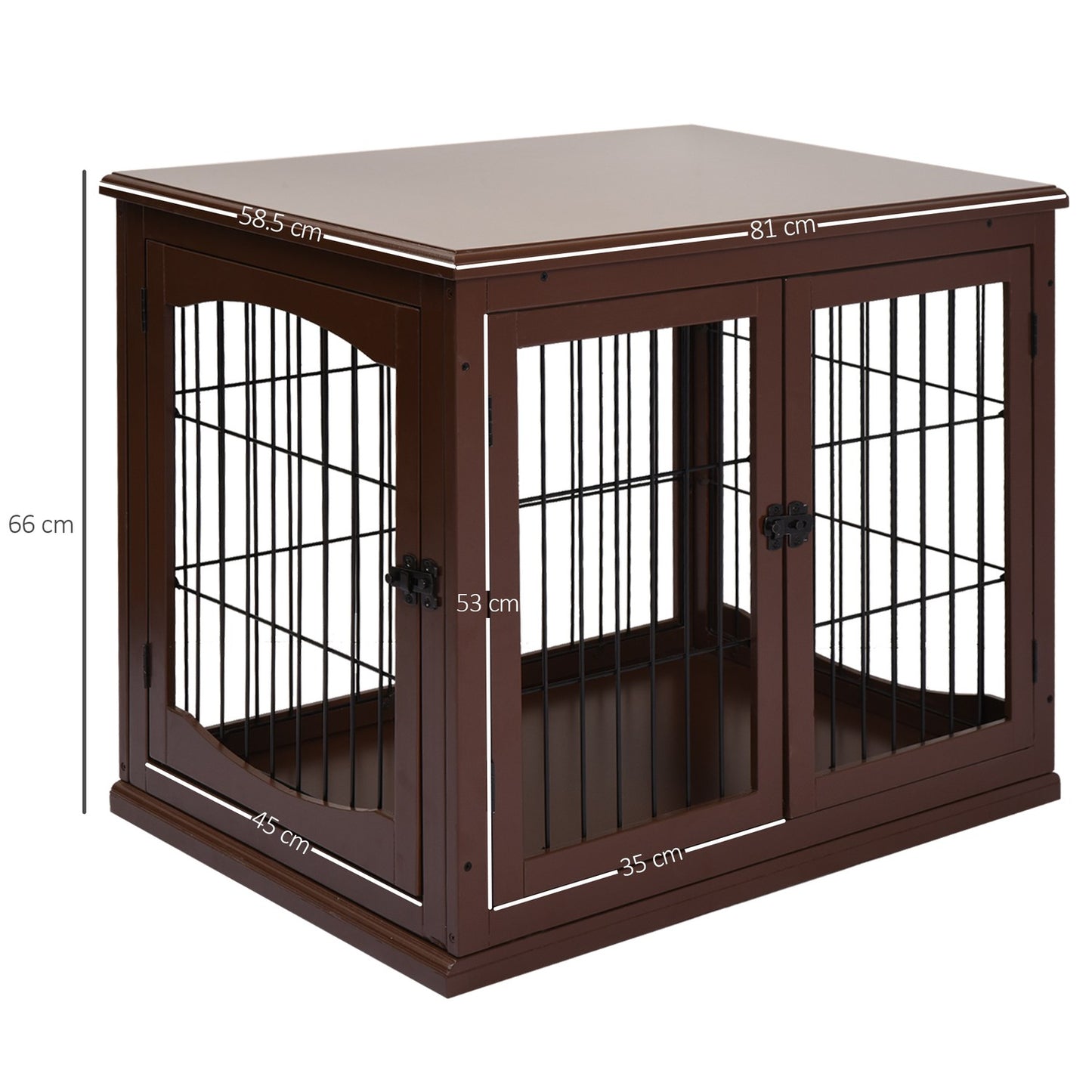 Lockable brown dog house, small dogs, double entrances