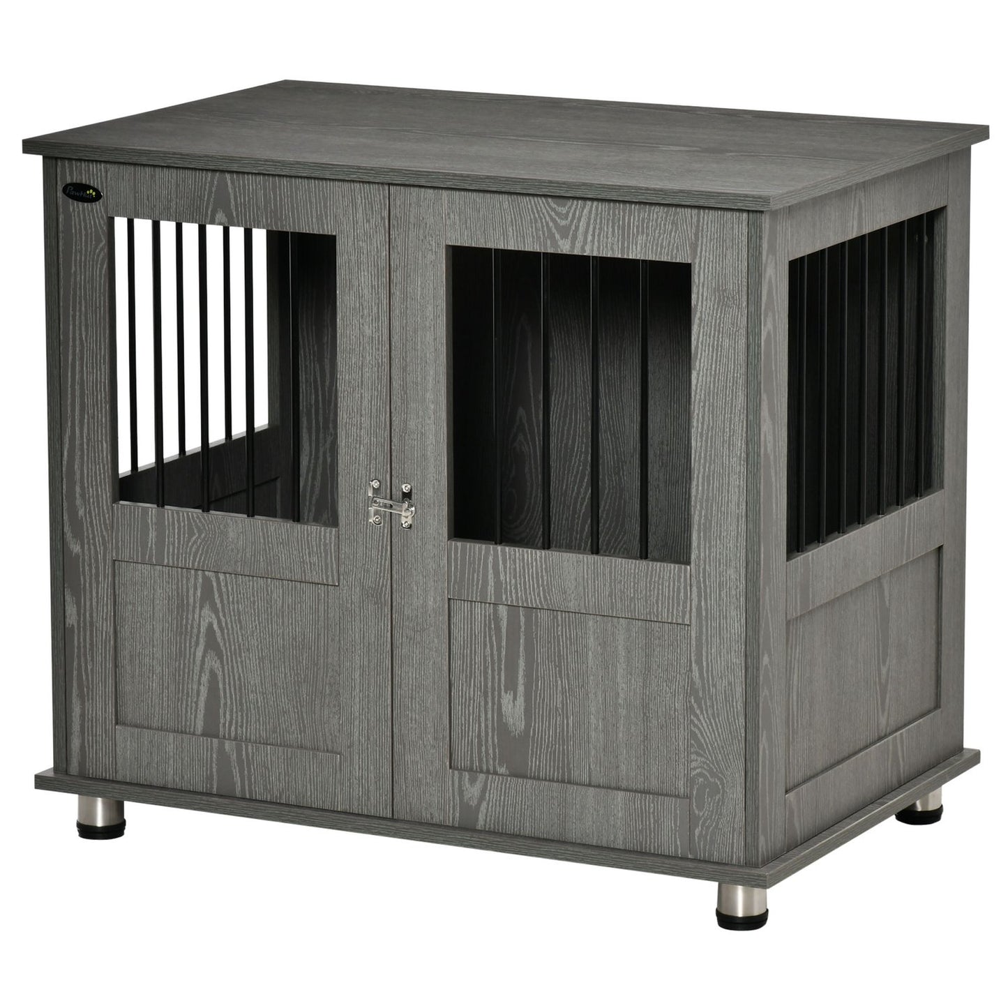 Indoor dog kennel with Lock & Window, Grey, 85x55x87 cm