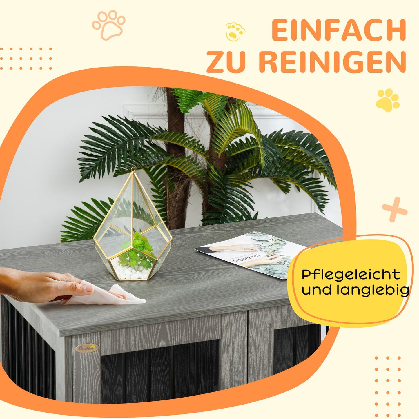 Indoor dog kennel with Lock & Window, Grey, 85x55x87 cm