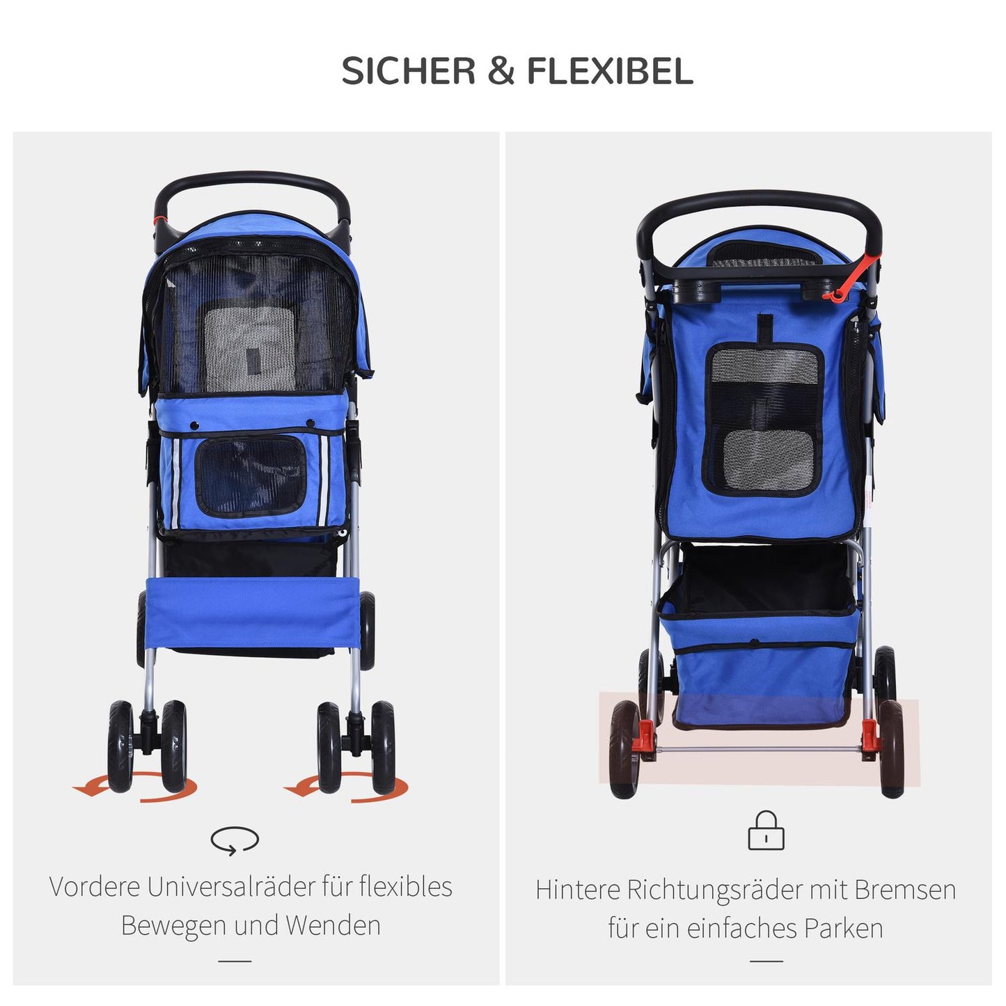 Dog stroller and jogging stroller, blue - pet stroller