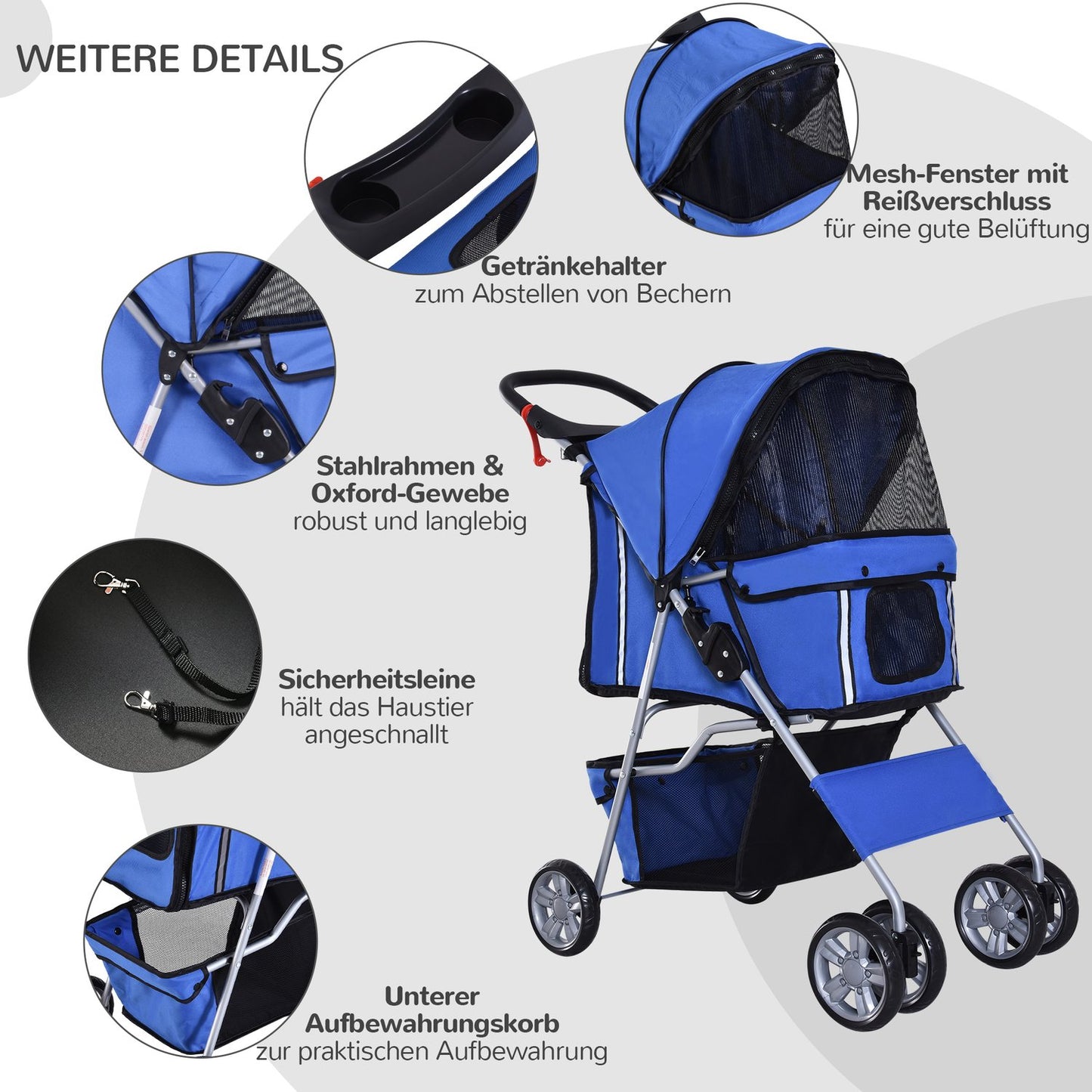 Dog stroller and jogging stroller, blue - pet stroller