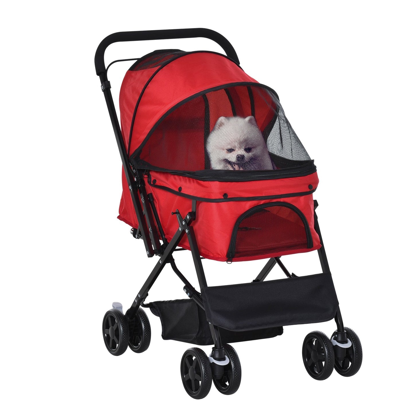 Red Oxford dog carriage for small pets, 76.5X52X95 Cm