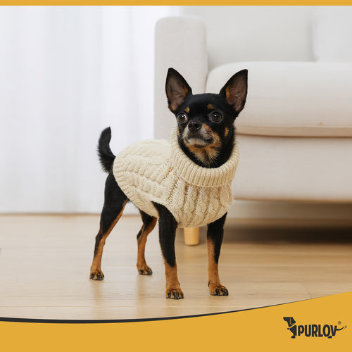 Dog/Cat Sweater, Warm Beige Knit, Size S