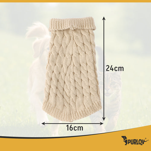 Dog/Cat Sweater, Warm Beige Knit, Size S
