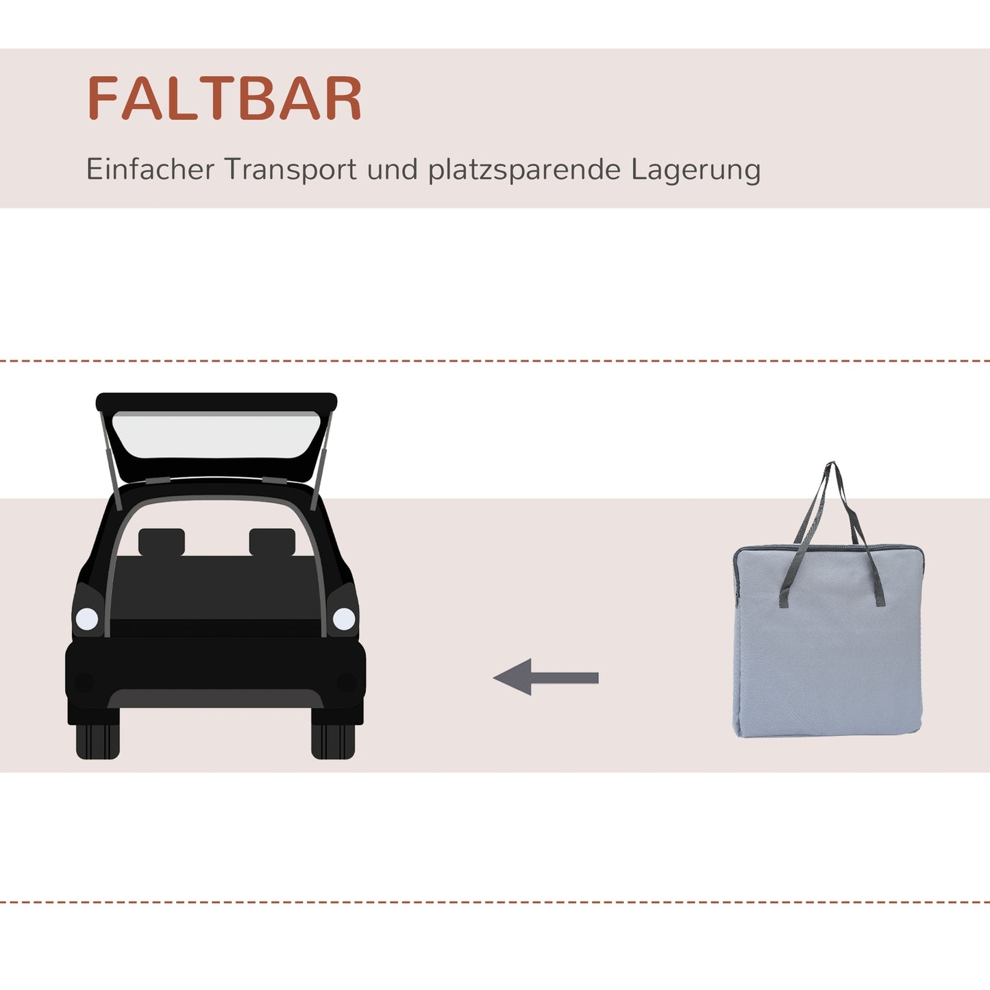 Dog Crate - Portable Oxford Transport Bag, Grey, 41x34x30 Cm