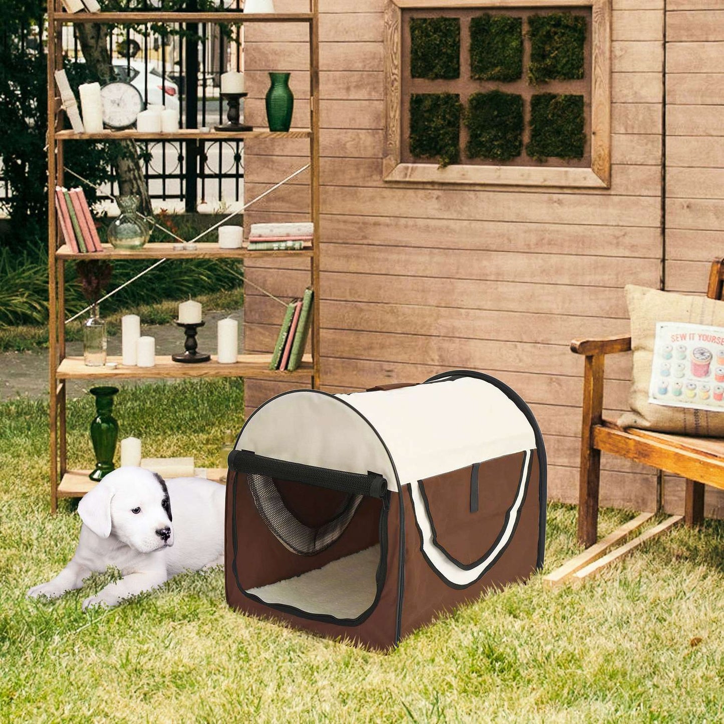 Dog crate, foldable carrier & backpack with pillow