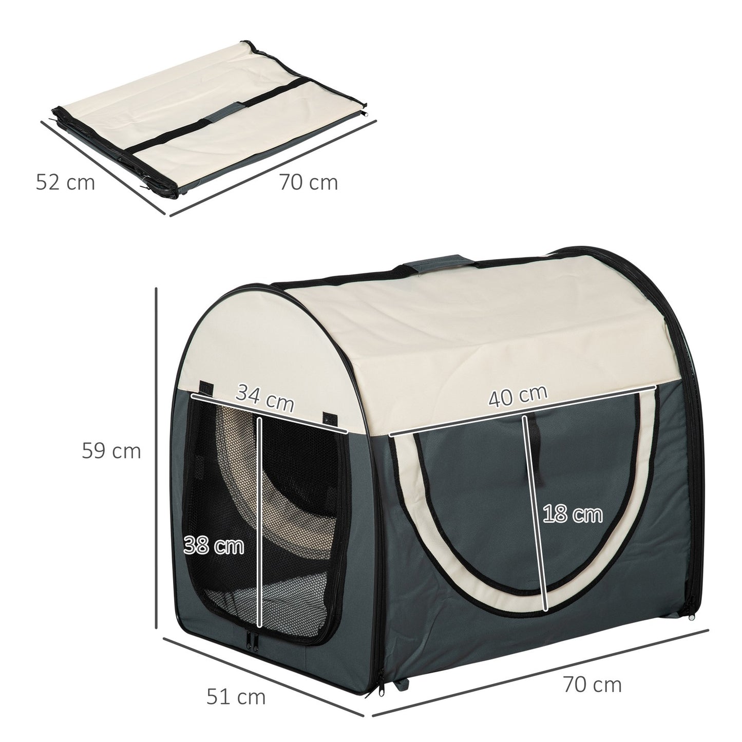 Foldable backpack for dog cages, waterproof, 70x51x59 cm