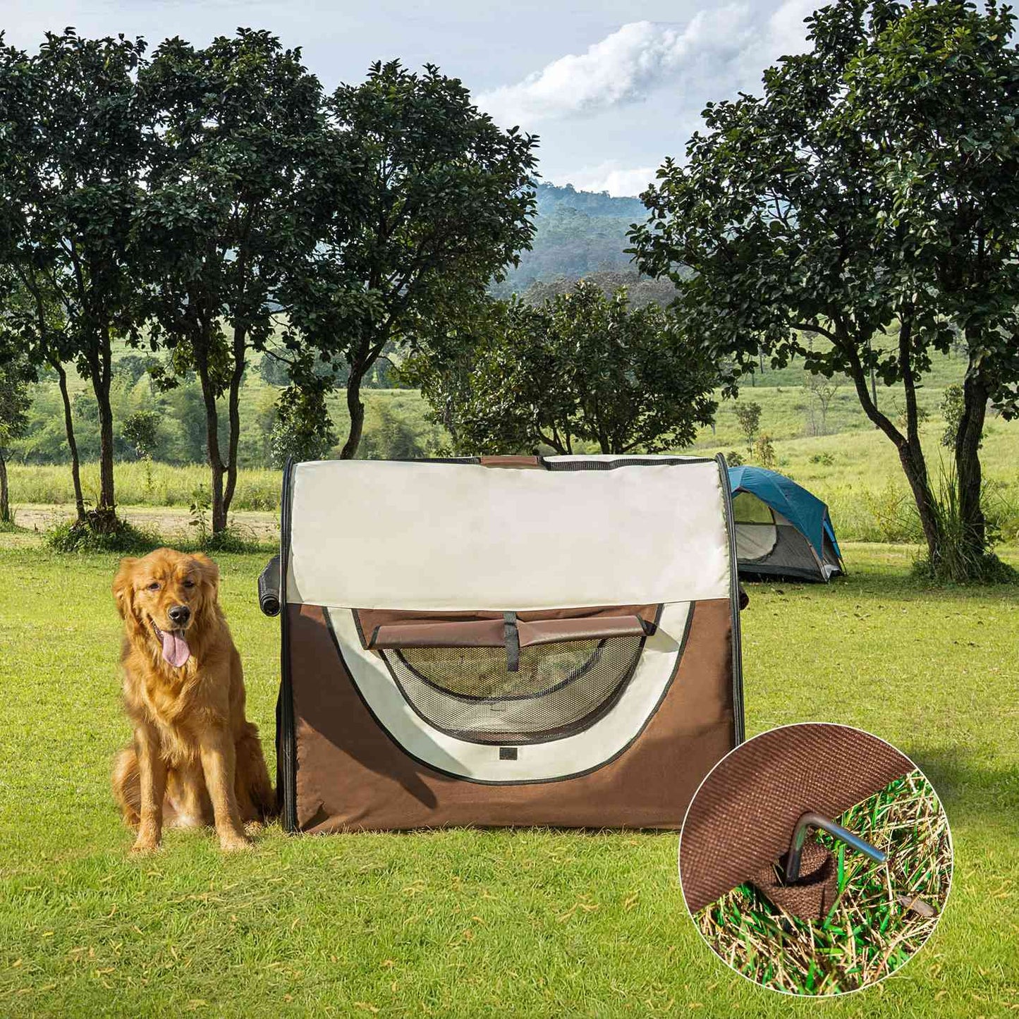 Collapsible dog box, waterproof with cushion, 97x71x76 cm