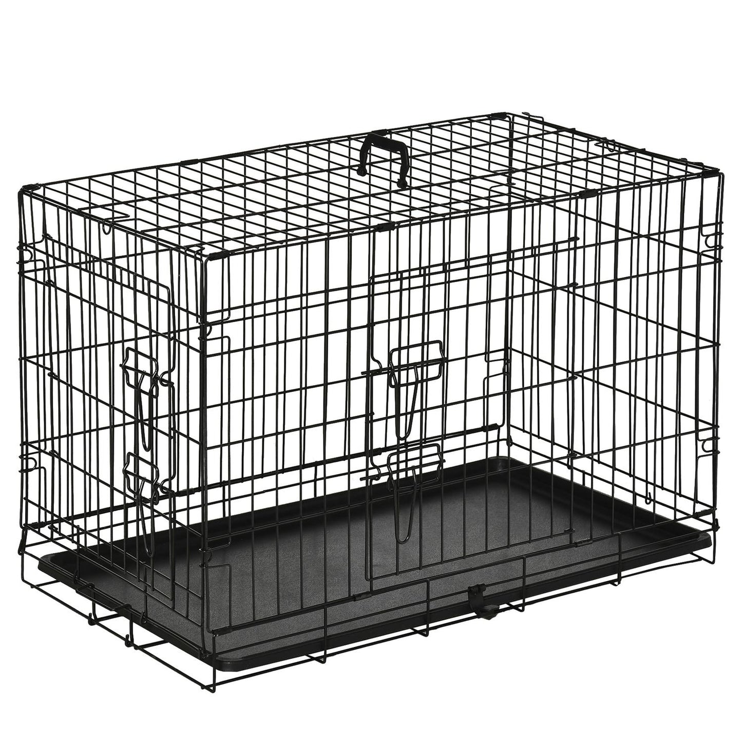 Collapsible dog box in black metal - 76 x 46 x 52 cm