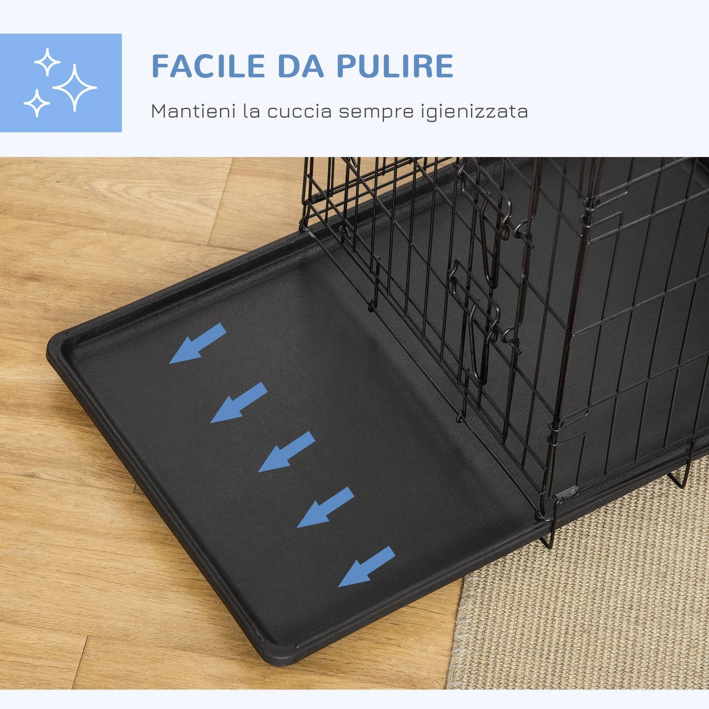 Collapsible dog box in black metal - 76 x 46 x 52 cm