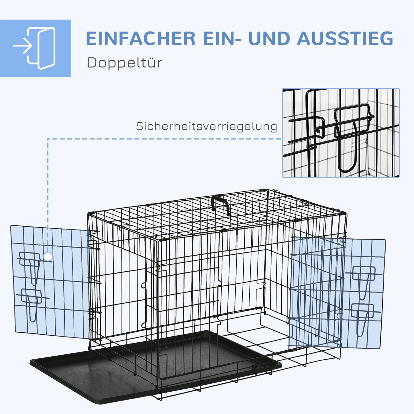 Collapsible dog box in black metal - 76 x 46 x 52 cm
