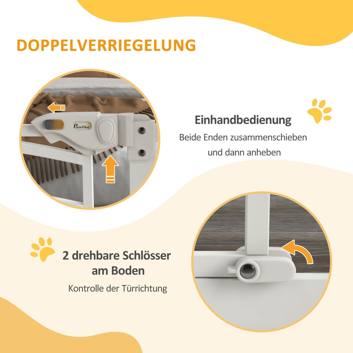 Dog Gate Barrier, Auto-Close, 74-100 Cm, No Drill Installation