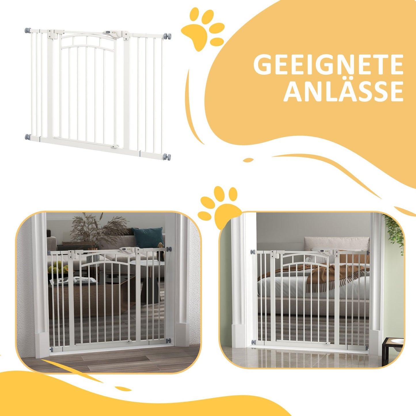Dog Gate Barrier, Auto-Close, 74-100 Cm, No Drill Installation
