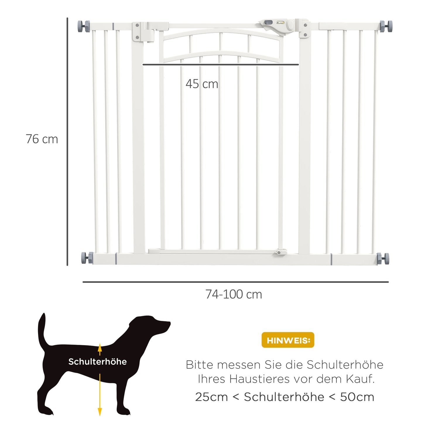 Dog Gate Barrier, Auto-Close, 74-100 Cm, No Drill Installation