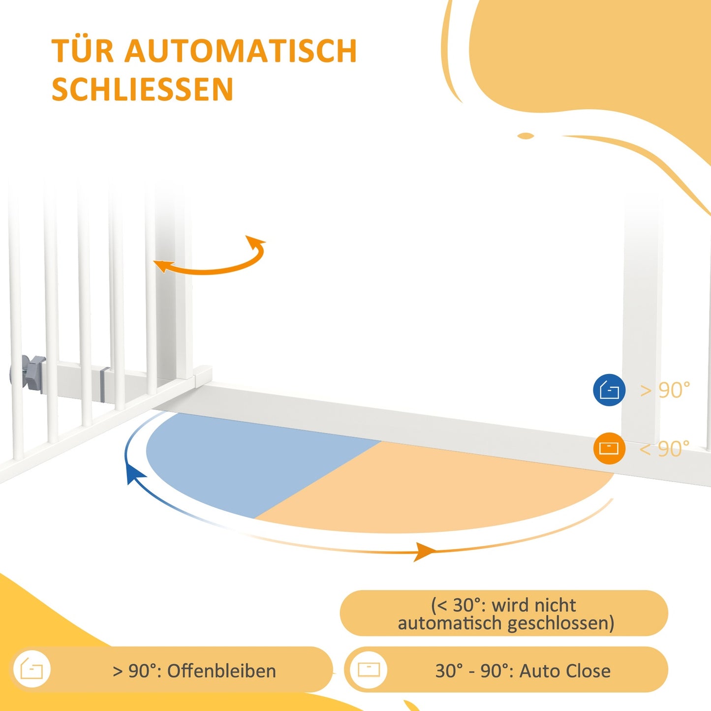 Dog Gate Barrier, Auto-Close, 74-100 Cm, No Drill Installation