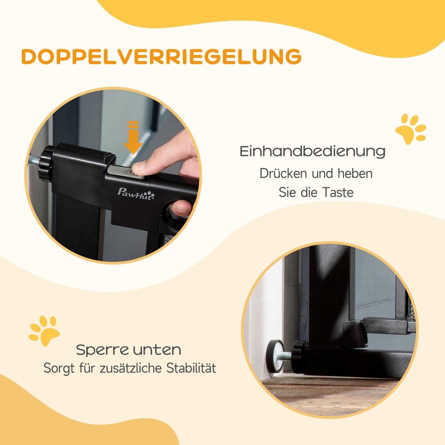 Dog Gate, No Drill, Auto-Close, Steel, 75-103 Cm, Black
