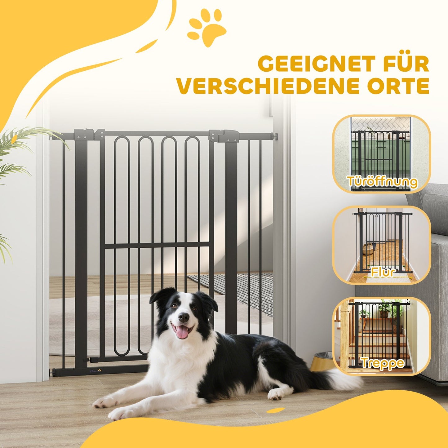 Dog Gate, 76-104 cm No-Drill Stair Barrier