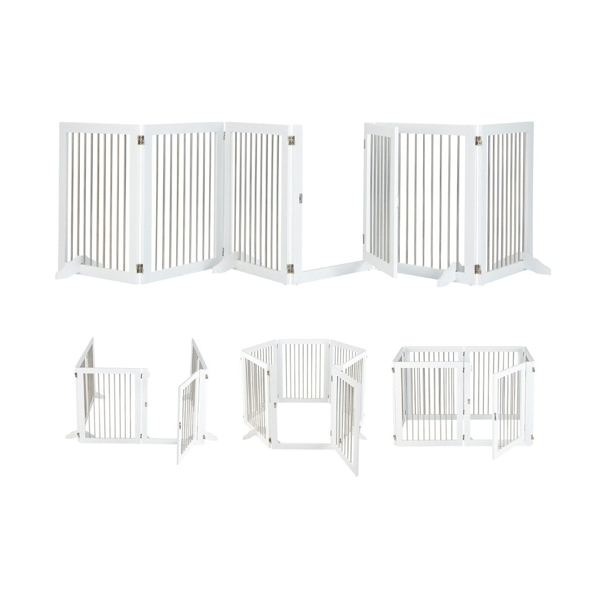 Dog Gate Playpen Freestanding Dog Fence with 6 Panels 366 x 80 cm White