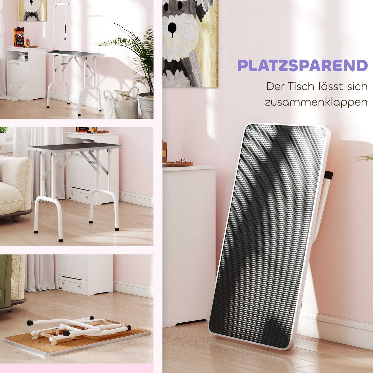 Dog Grooming Table, Foldable Steel Legs, Non-Slip Surface