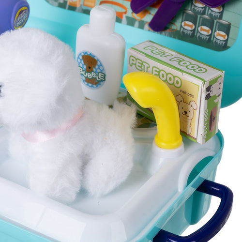 Dog Grooming Toy Set with Accessories in Backpack