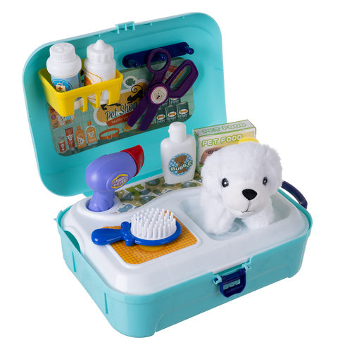 Dog Grooming Toy Set with Accessories in Backpack