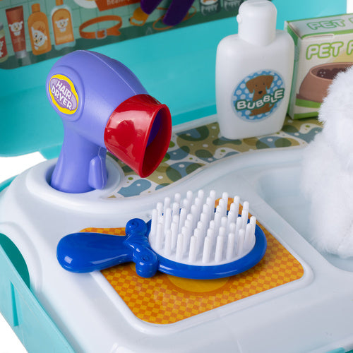 Dog Grooming Toy Set with Accessories in Backpack