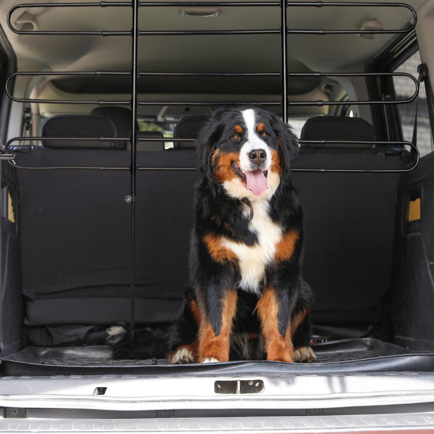<p>Ensure safe car journeys with our universal dog safety guard, designed to fit securely between the floor and roof of any vehicle. This barrier keeps pets in the back, reducing distractions while driving.</p>

<ul>
<li>Fits any car with adjustable rods