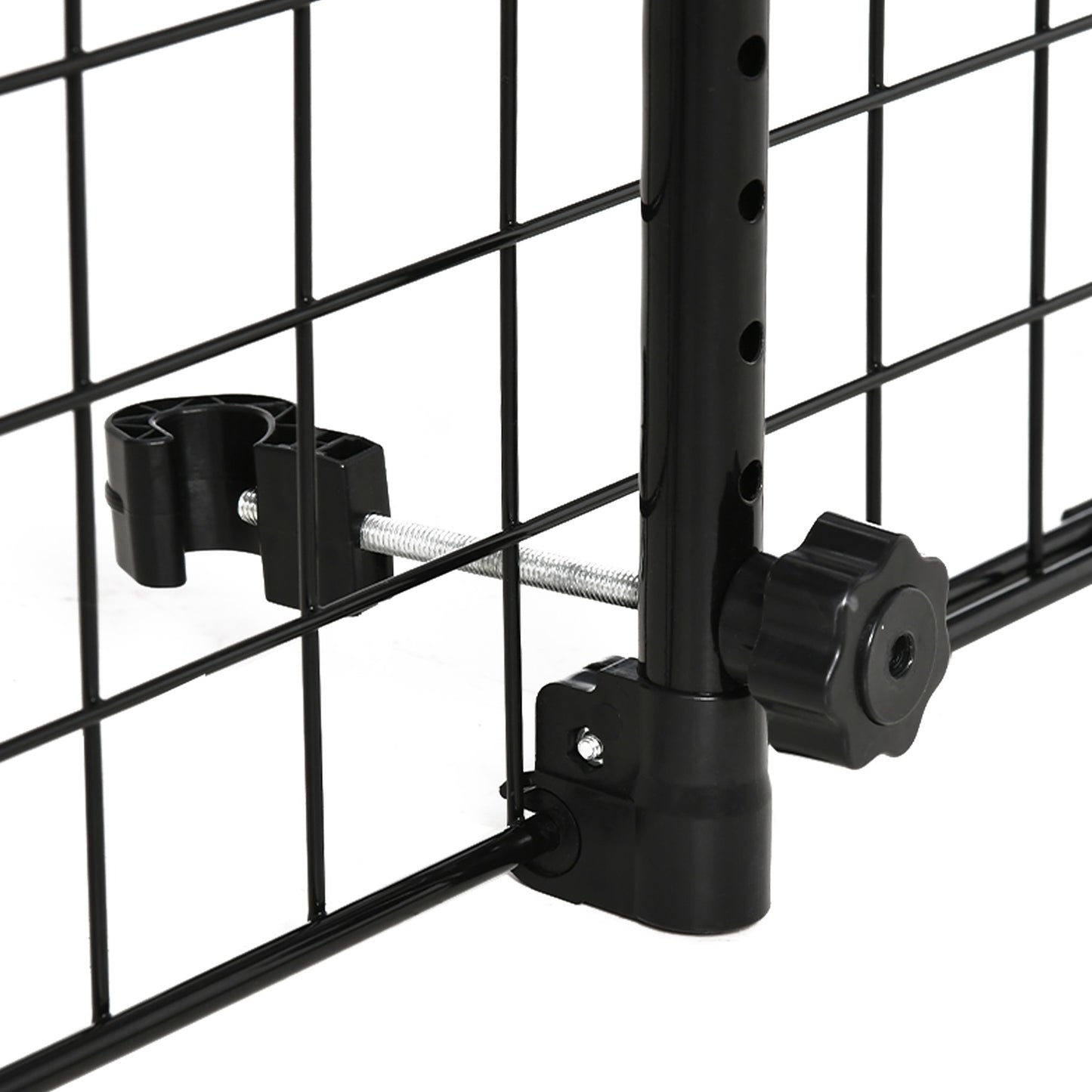 Universal adjustable dog guard in black metal for car trunk