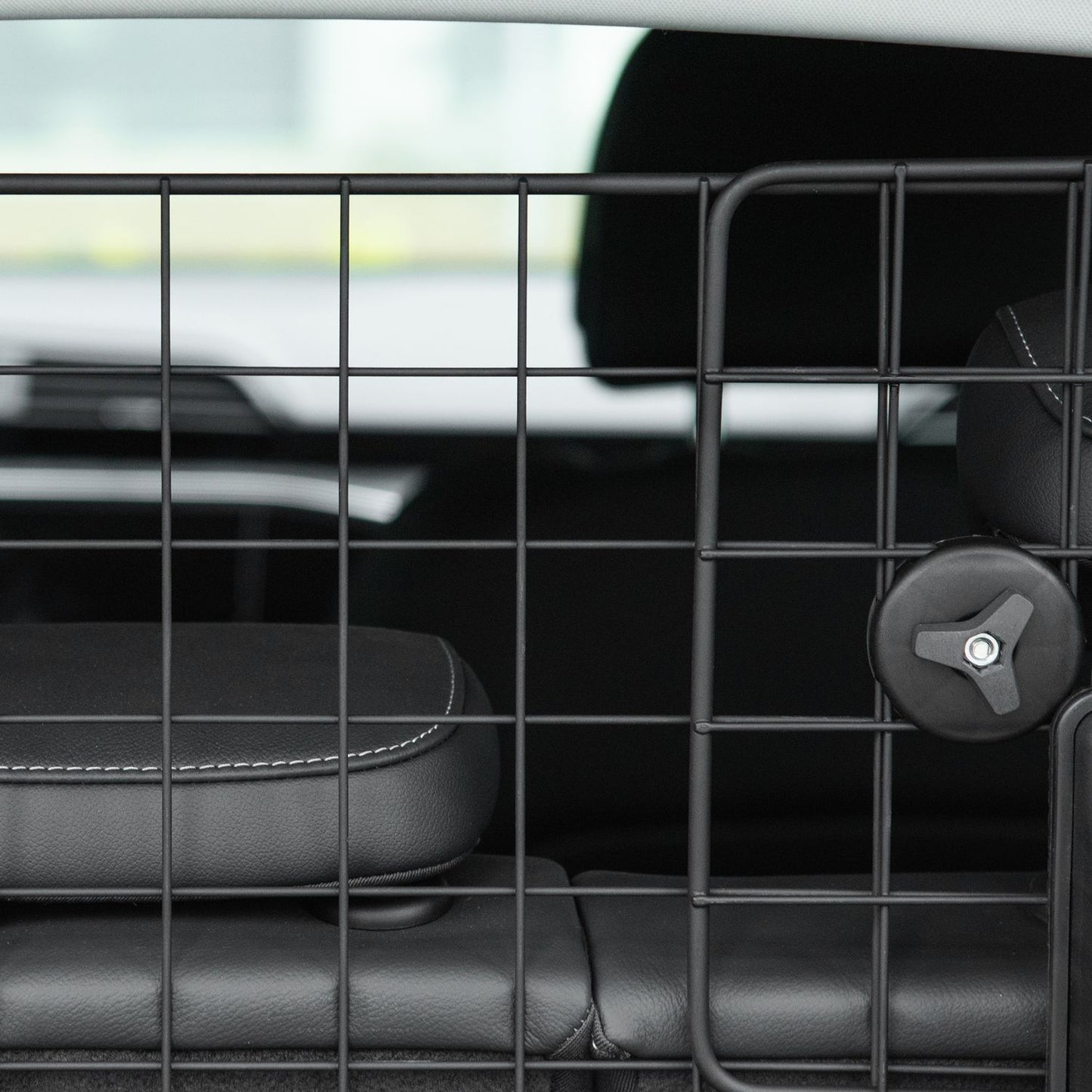 Adjustable dog barrier for car boot, metal, black, 90-120x40.5 cm
