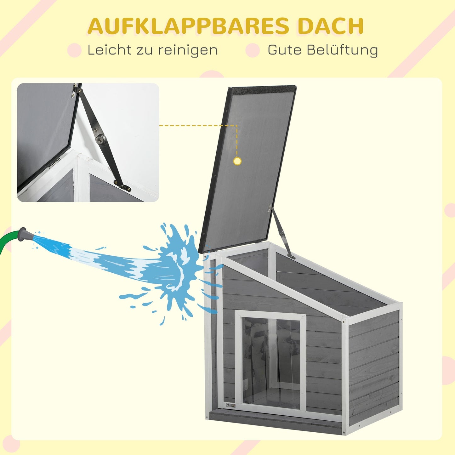 Weatherproof Spruce Wood Dog house with asphalt roof, 77 cm