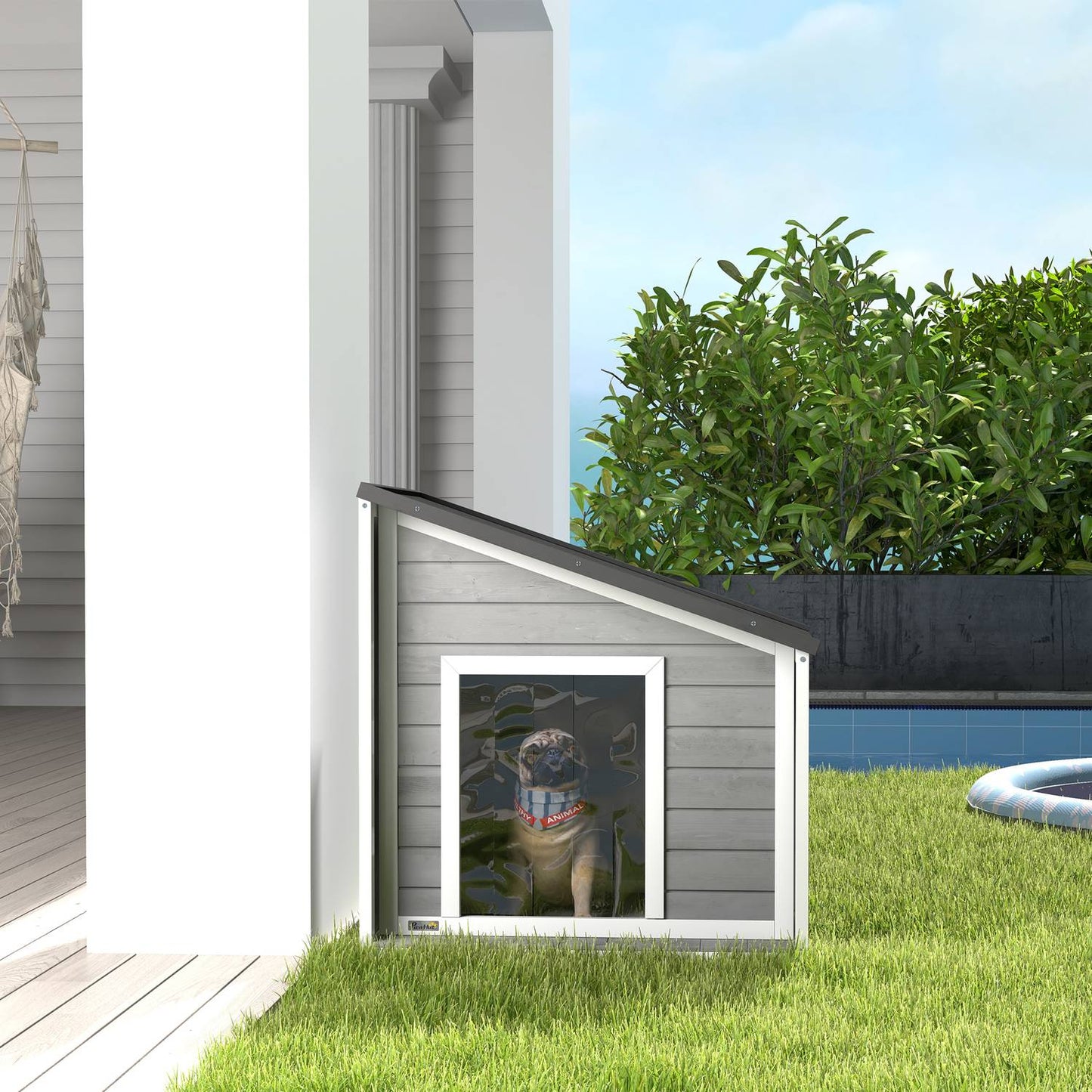 Weatherproof Spruce Wood Dog house with asphalt roof, 77 cm