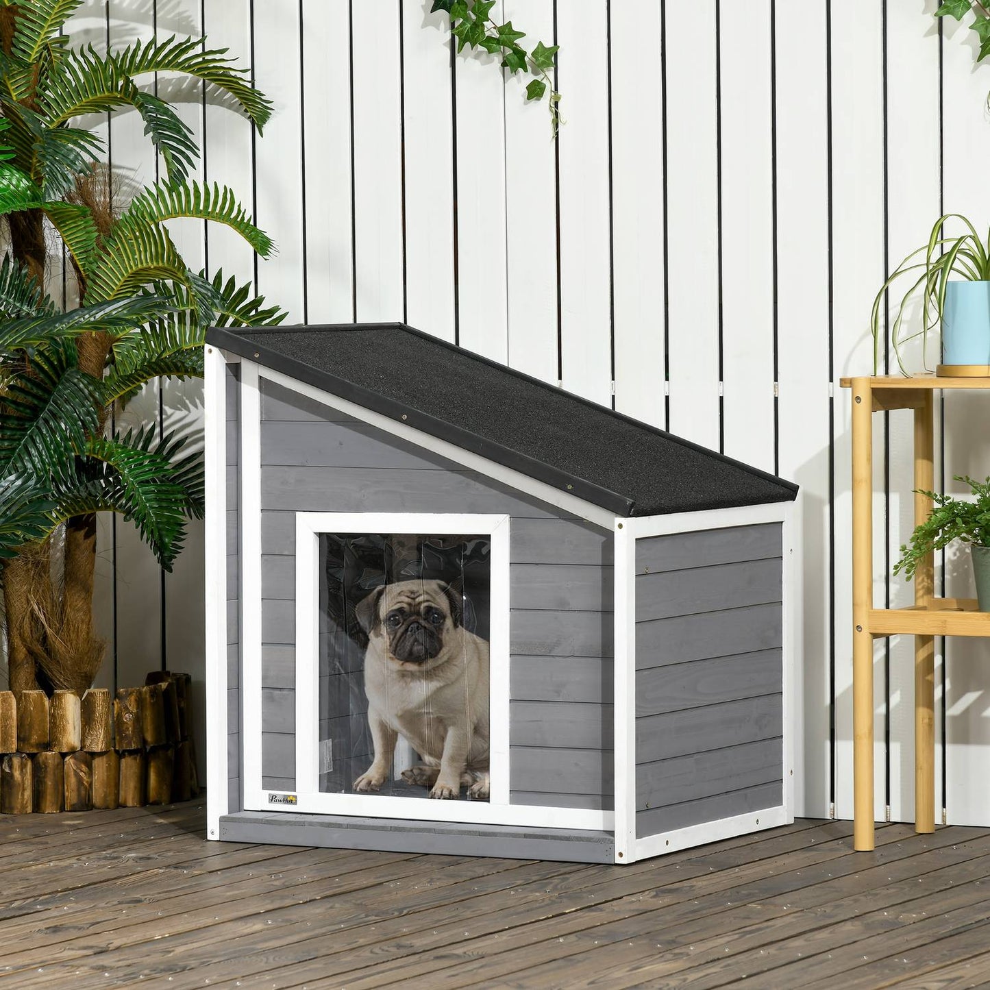 Weatherproof Spruce Wood Dog house with asphalt roof, 77 cm