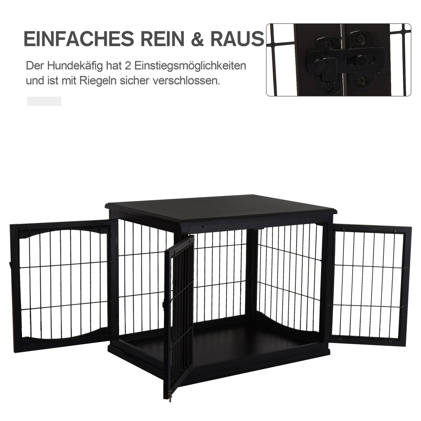 Indoor dog house with table top - Black, 81x58.5x66 cm