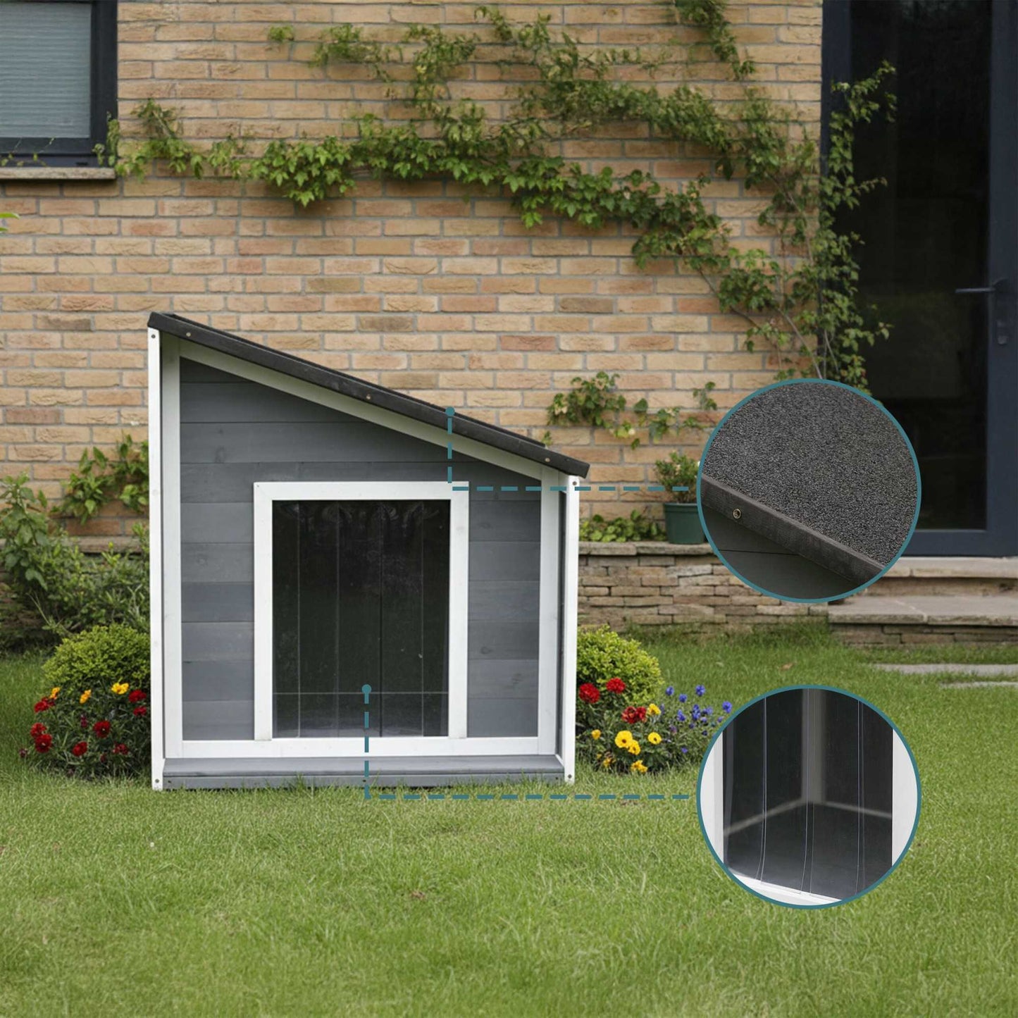 Dog House with Foldable, Weatherproof Roof