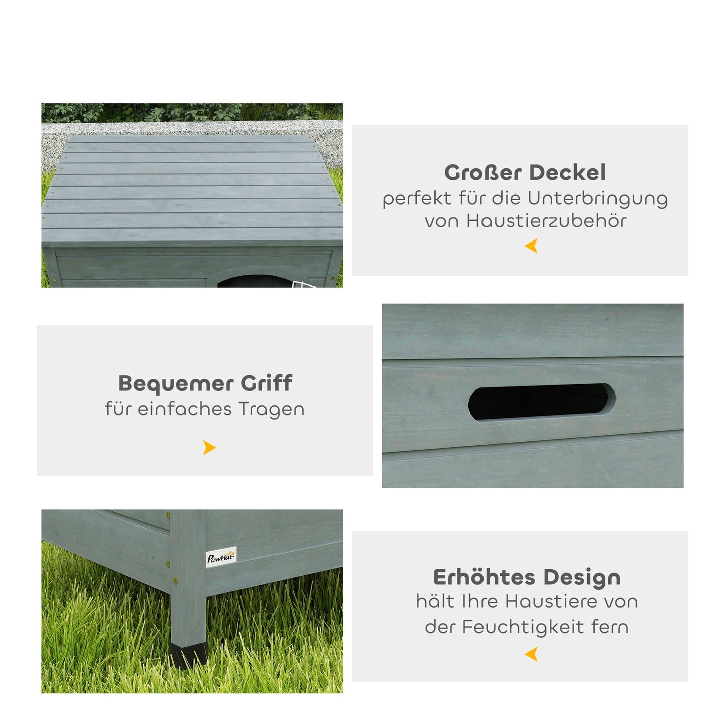 Outdoor waterproof dog house with door, spruce wood, 80x55x53.5 cm