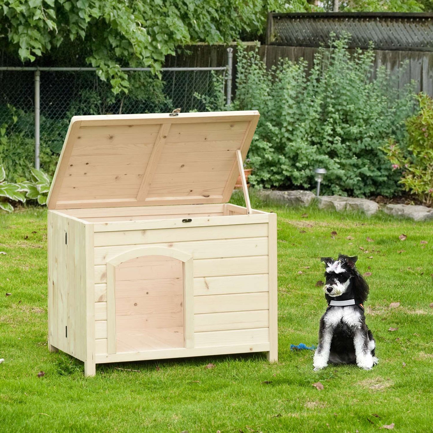 Collapsible dog house in solid wood, Natural, 78x51x62 cm