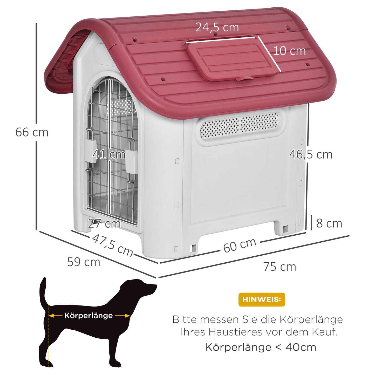 Outdoor dog kennel with roof, waterproof, air circulation