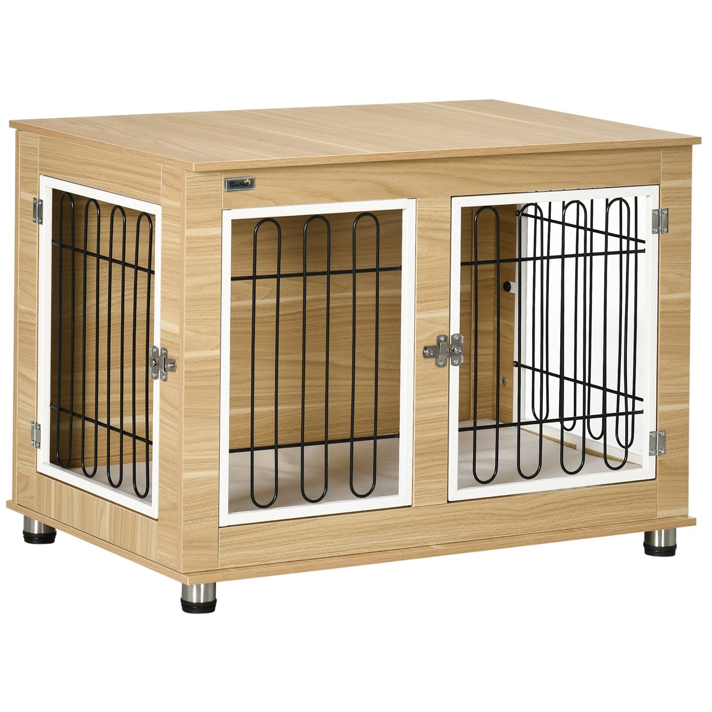 Oak Dog Cage table top, double doors & cushion