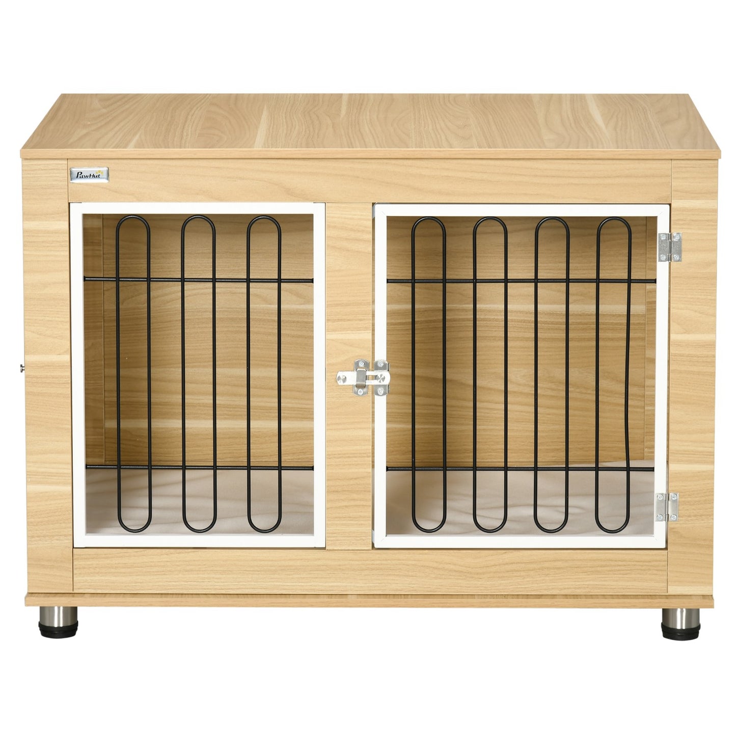 Oak Dog Cage table top, double doors & cushion
