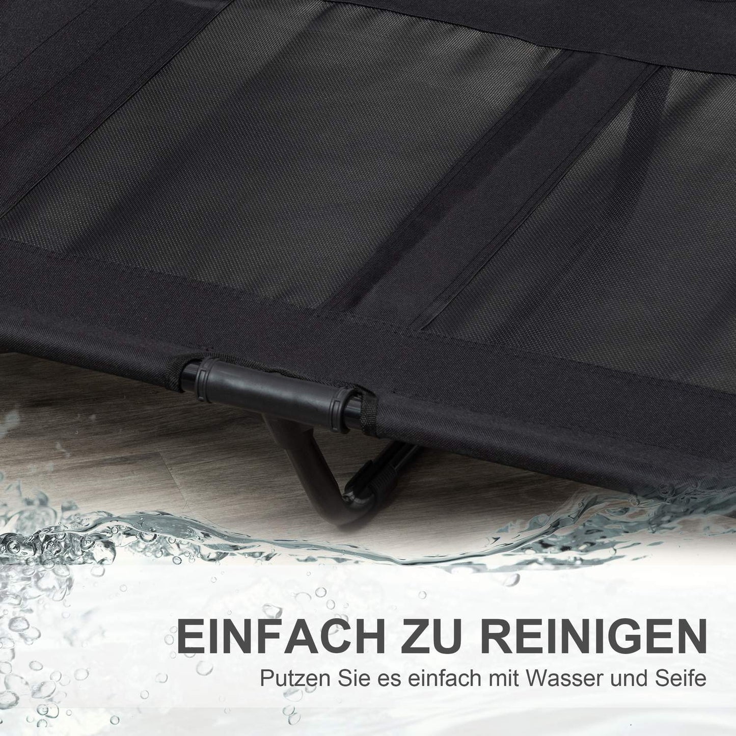 Raised outdoor dog bed - Oxford Black 92x76x18 cm