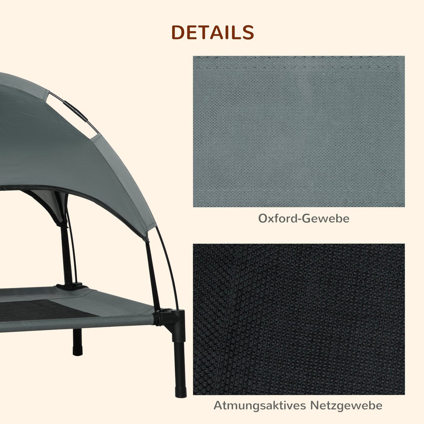 Outdoor dog seat with cover - Breathable fabric, gray