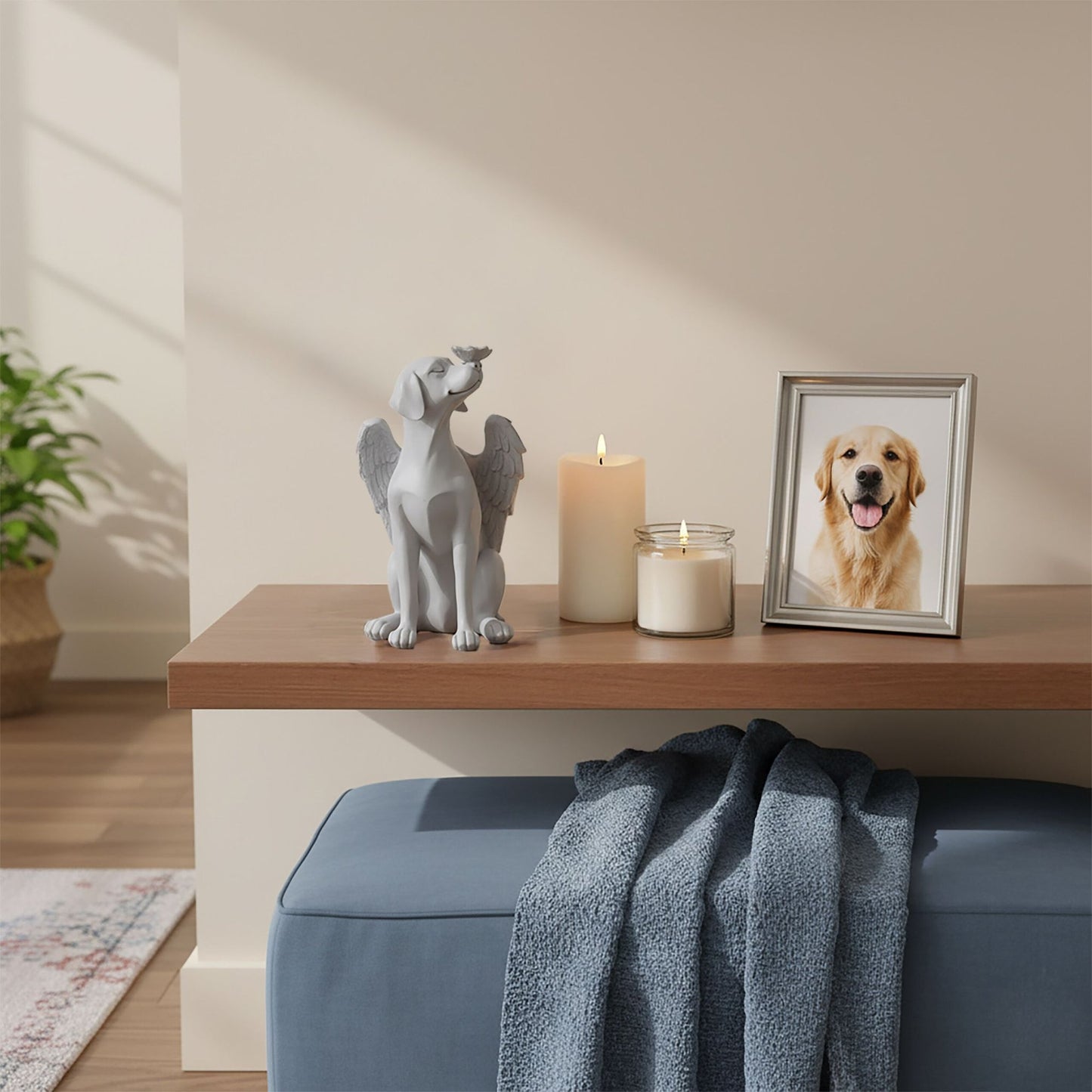 Dog Memorial Angel Statue – Weatherproof, Winged Design