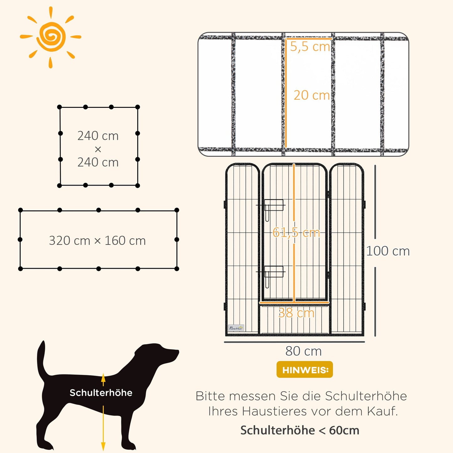 Dog Playpen, 12 Panels, Steel, Indoor/Outdoor Use